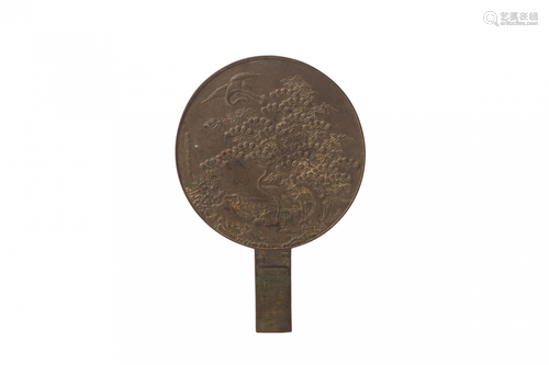 A JAPANESE BRONZE HANDLED MIRROR