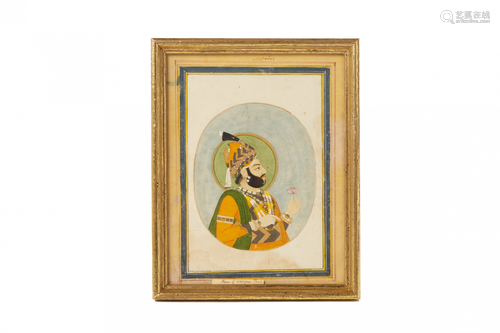 AN ANTIQUE MINIATURE PAINTING OF RANA OF UDAIPUR