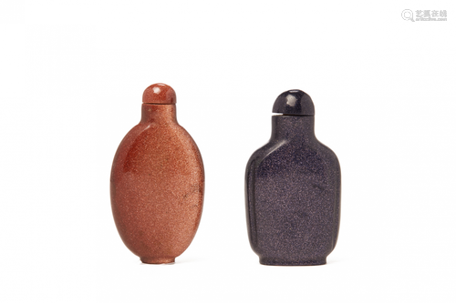 TWO 'SPARKLING' GLASS SNUFF BOTTLES