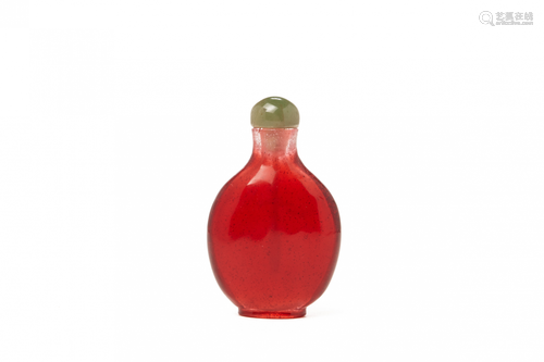 A RED GLASS SNUFF BOTTLE