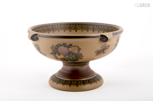 LAURITZ HJORTH - A 1930s ART DECO STONEWARE PEDESTAL BOWL