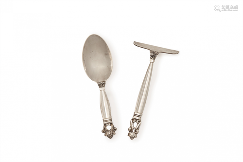 GEORG JENSEN - A STERLING SILVER CHILDREN'S ACORN CUTLERY