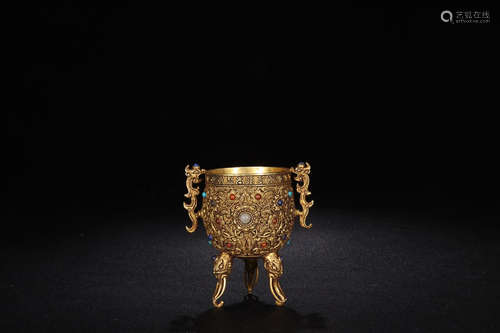 QIANLONG MARK GILGDED CENSER