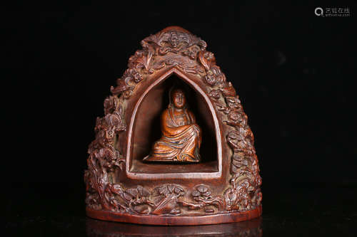 BAMBOO CARVING BUDDHA NICHCE