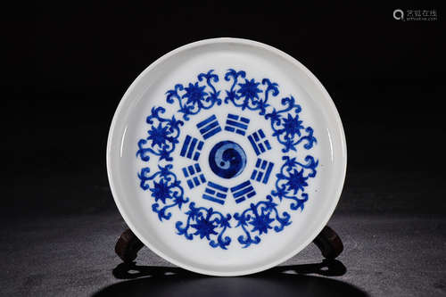 QIANLONG MARK BLUE&WHITE BAGUA PLATE