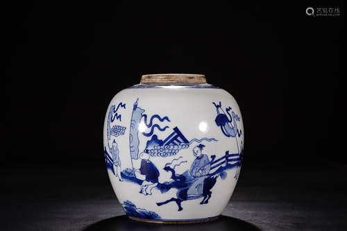 KANGXI DOUBLE CIRCLE MARK BLUE&WHITE JAR