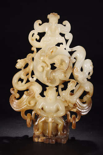 HETIAN JADE HOLLOW-OUT SUN-GOD