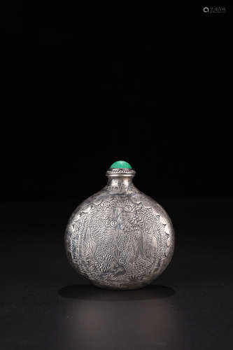 SILVER LOTUS SNUFF BOTTLE