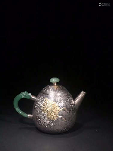 STERLING SILVER DRAGON PATTERN TEAPOT