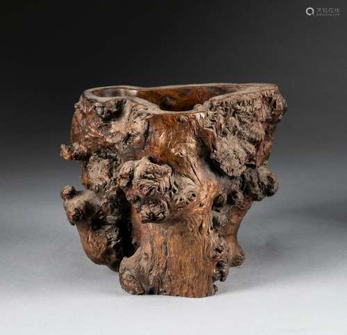 Chinese Antique Trunk Wood Brushpot