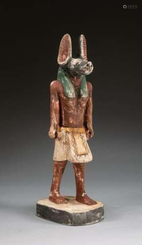Egypt Ancient Painted Wood Figure, Anubis