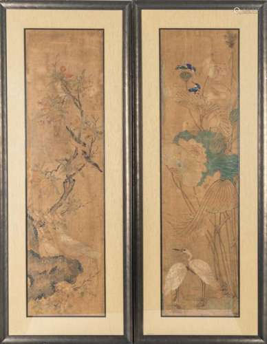 Pair 19th Chinese Antique Painting