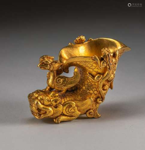 Chinese Antique Gilt Bronze Cup