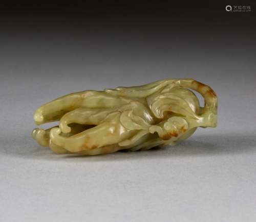 18-19th Chinese Antique Yellow Jade Finger Citrus