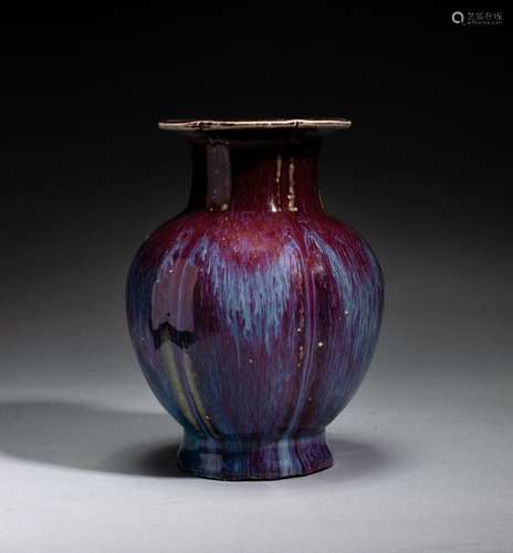 Late Qing Chinese Antique Flambe Glazed Vase