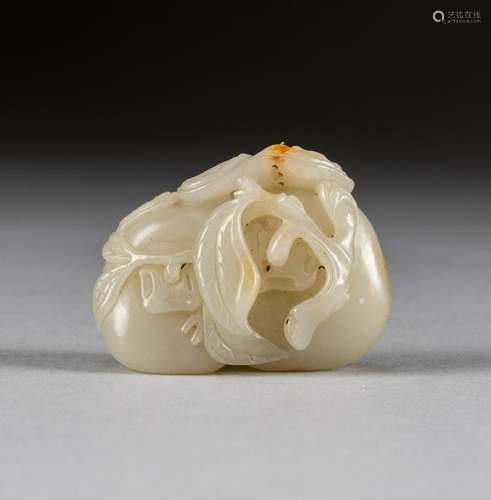 Chinese Antique White Jade Fruit