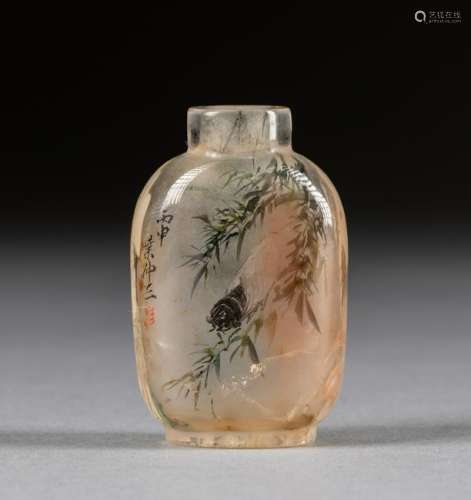 Chinese Antique Rock Crystal Inside Painting Snuff Bottle