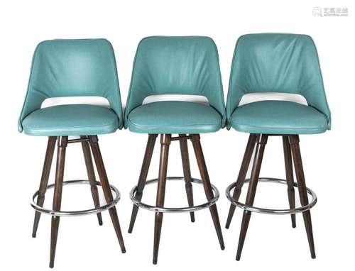 Set Of Mid Century Swivel Bar Stools Danish Style High Chairs