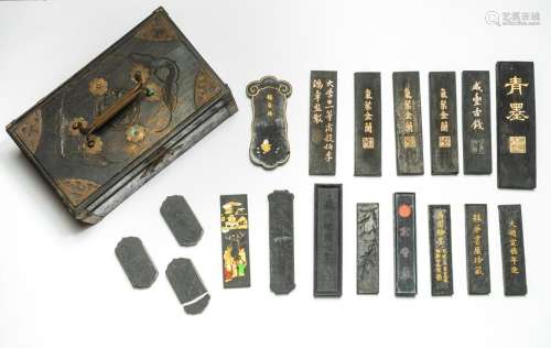 Set Of Republic Period Chinese Antique Inkstone