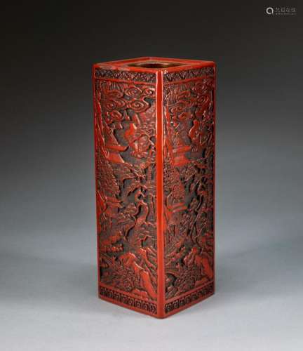 19th Japanese Antique Cinnabar Lacquer Candle Stand
