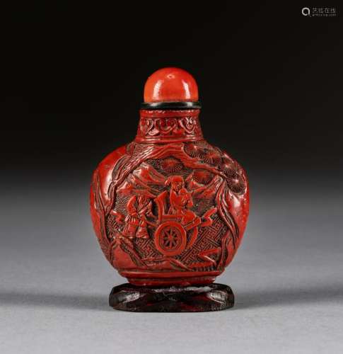 19th Chinese Antique Cinnabar Snuff Bottle
