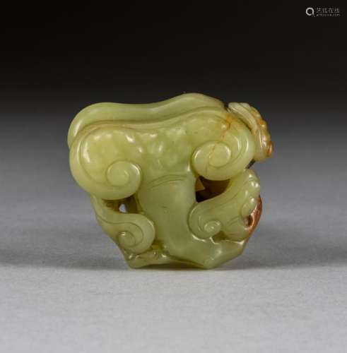 Republic Period Chinese Antique Yellow Jade Figure Lingzhi