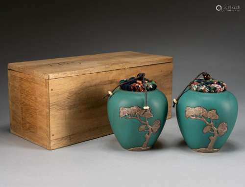 Pair Japanese Antique Zisha Teapot