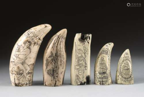 Group Vintage Whale Tooth Like Carving Pendants