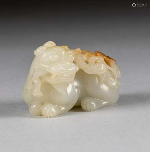 Ming Style Chinese Antique White Jade Beast