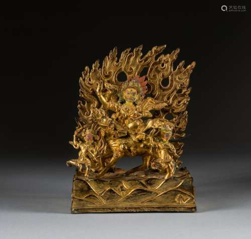 Qianlong Style Chinese Antique Gilt Bronze Palden Lhamo