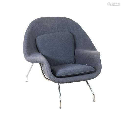 Mid Century Dark Blue Angle Chair