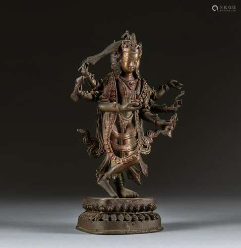 18-19th Nepal Style Antique Bronze Buddha Vasudhra