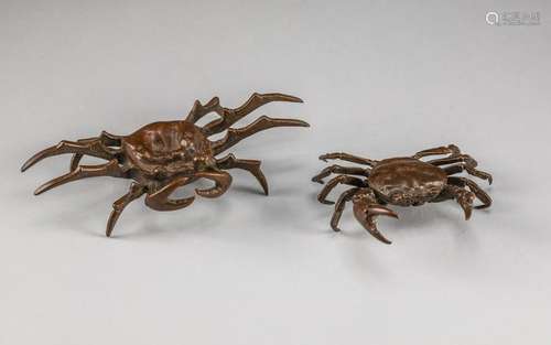 Group 19th Meiji Period Japanese Bronze Crabs