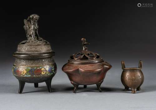 Group Chinese/Japanese Bronze Incense Burners
