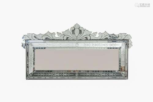Mid Century Venetian Style Crystal Wall Mirror