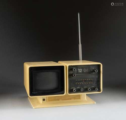 1980 RCA Yellow Portable TV/Radio/Clock