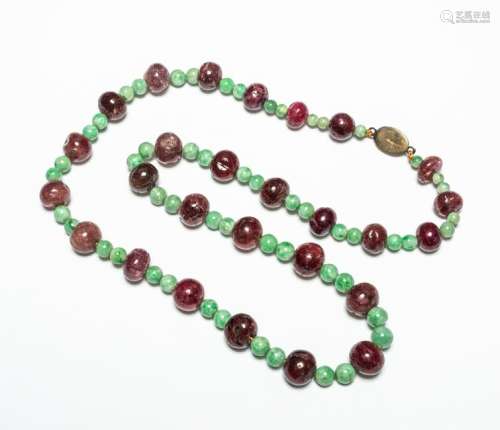 19th Emperor Style Chinese Antique Ruby Necklace