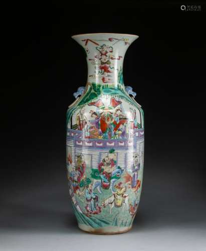 Large 19th Chinese Antique Famille Rose Vase