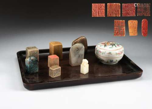 18-19th Set Of Chinese Antique Jade & Stone Seals