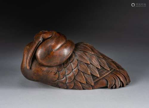 Large 18-19th Chinese Antique Bamboo Goose