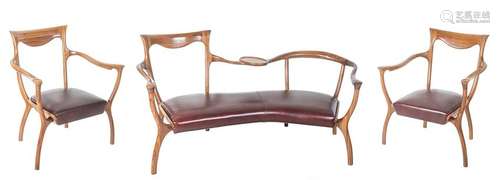 Mid Century Art Nouveau Bench/Chairs