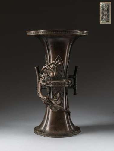 Meiji Period Japanese Bronze Vase