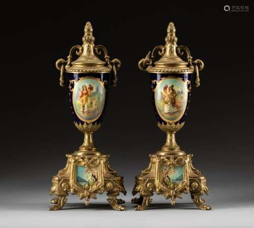 Pair French Antique Cloisonne Vases