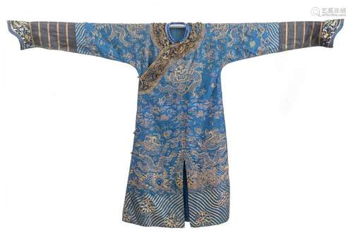 19th Manchu Style Chinese Antique Embroidered Robe