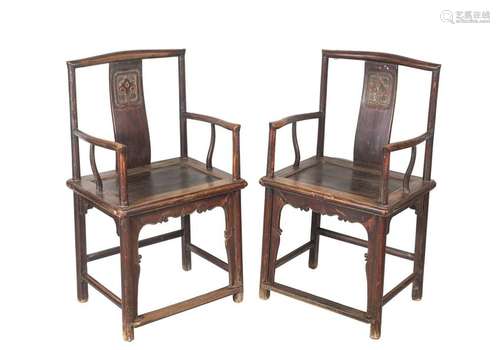 Pair 19th Hard Wood Continuous Back Armchairs