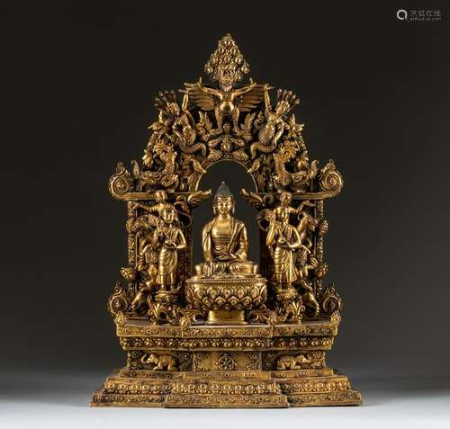 Yuan Chinese Antique Gilt Bronze Shakyamuni