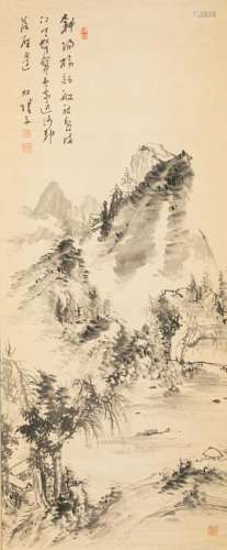 19th Chinese Antique Painting Mountain