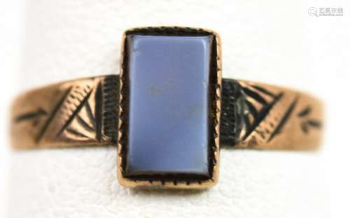 Antique 19th C 10kt Gold & Sardonyx Signet Ring