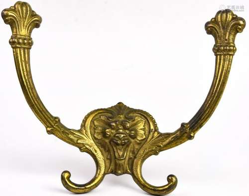 Large Antique Neo Classical Ormolu Lion Coat Hook