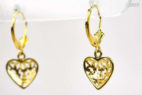 Pair 14kt Yellow Gold Heart Form Earrings